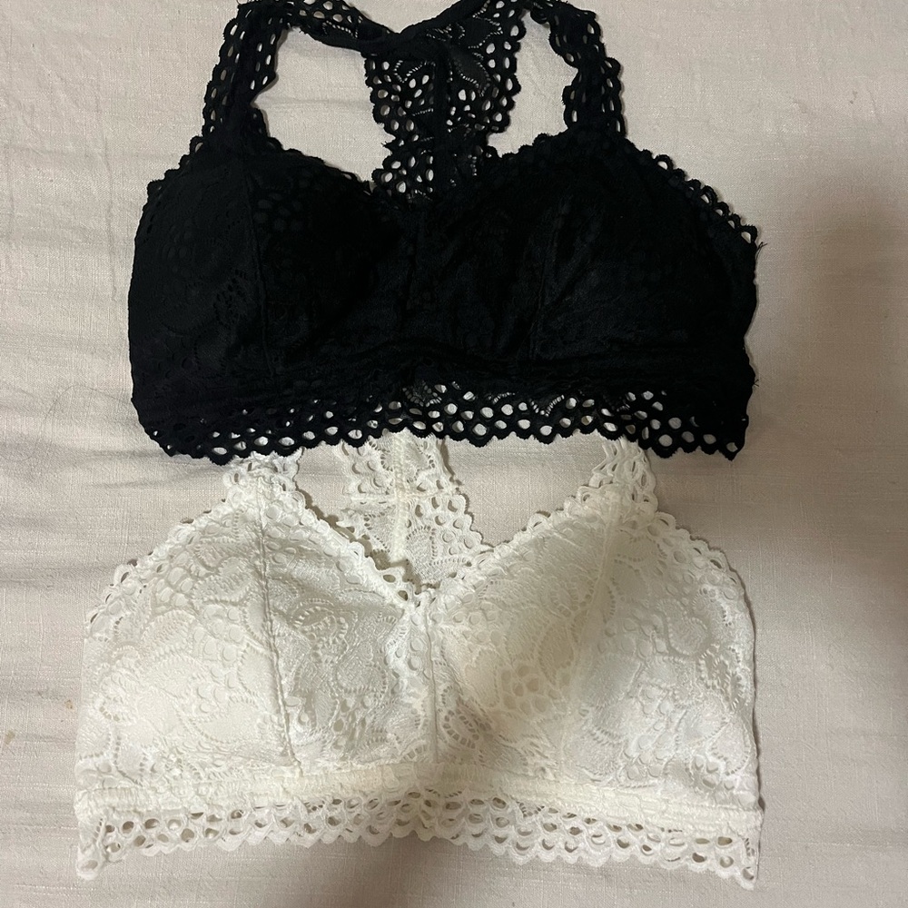 Black and White Lace Bralette Set